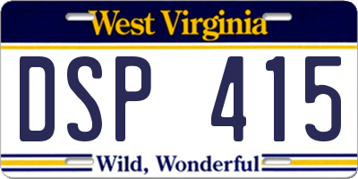 WV license plate DSP415