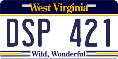 WV license plate DSP421