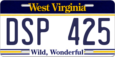 WV license plate DSP425