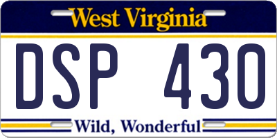 WV license plate DSP430