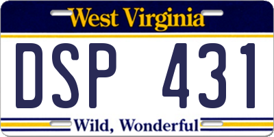 WV license plate DSP431
