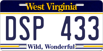 WV license plate DSP433