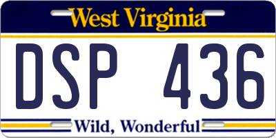 WV license plate DSP436