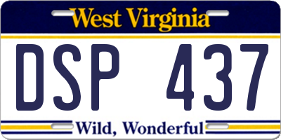 WV license plate DSP437