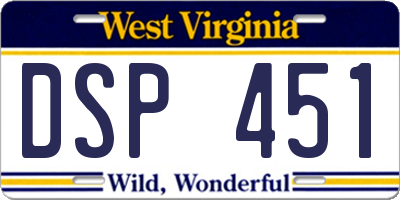 WV license plate DSP451