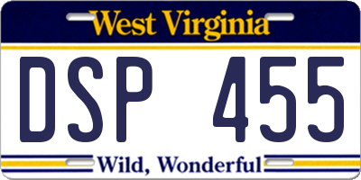 WV license plate DSP455