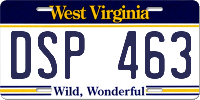 WV license plate DSP463