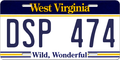 WV license plate DSP474