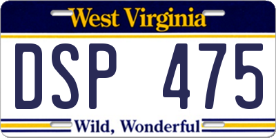 WV license plate DSP475
