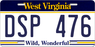 WV license plate DSP476