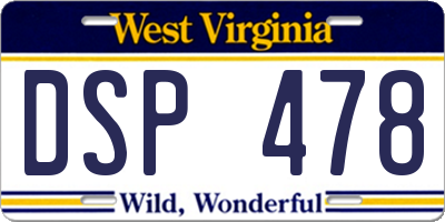 WV license plate DSP478
