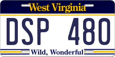 WV license plate DSP480