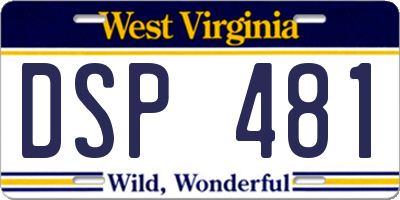 WV license plate DSP481
