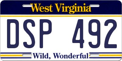 WV license plate DSP492