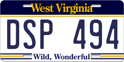 WV license plate DSP494