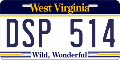 WV license plate DSP514