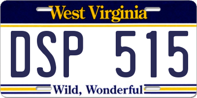 WV license plate DSP515