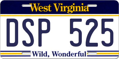 WV license plate DSP525
