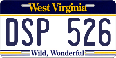 WV license plate DSP526