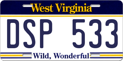 WV license plate DSP533