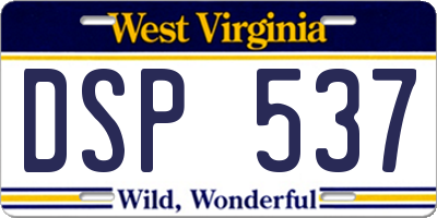 WV license plate DSP537