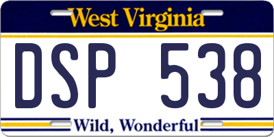 WV license plate DSP538