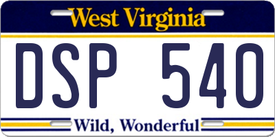 WV license plate DSP540