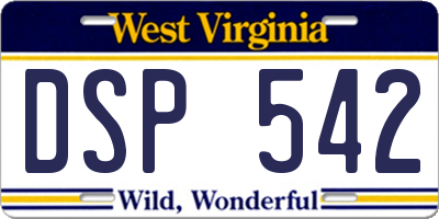 WV license plate DSP542