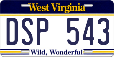 WV license plate DSP543