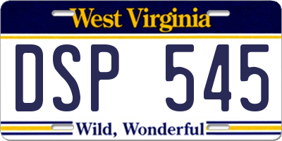 WV license plate DSP545