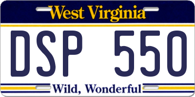 WV license plate DSP550