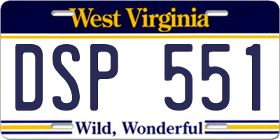 WV license plate DSP551