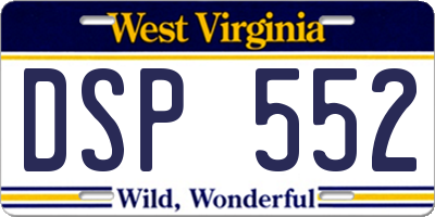WV license plate DSP552