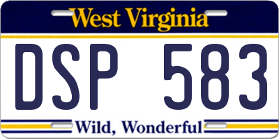 WV license plate DSP583