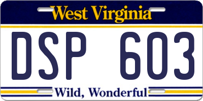 WV license plate DSP603