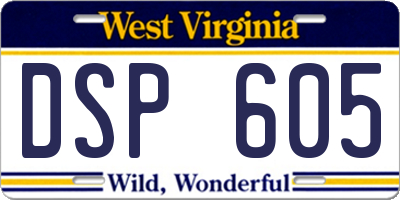 WV license plate DSP605