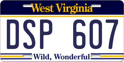 WV license plate DSP607