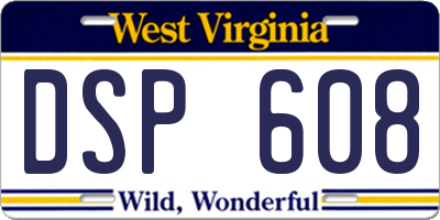WV license plate DSP608