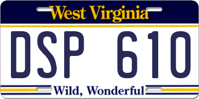 WV license plate DSP610