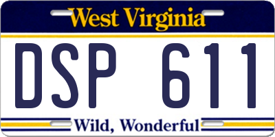 WV license plate DSP611