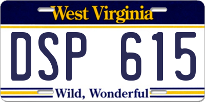 WV license plate DSP615
