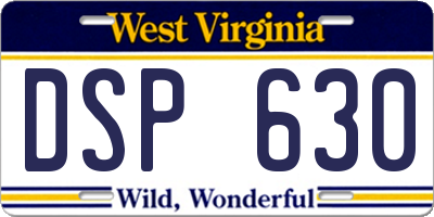 WV license plate DSP630