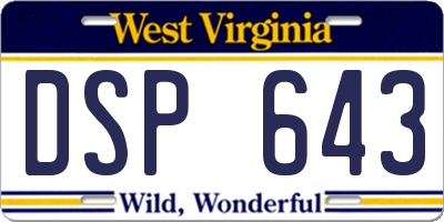 WV license plate DSP643