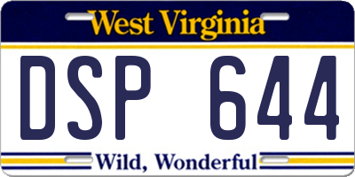 WV license plate DSP644