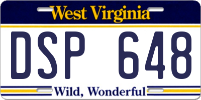 WV license plate DSP648