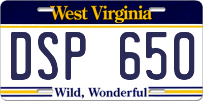WV license plate DSP650