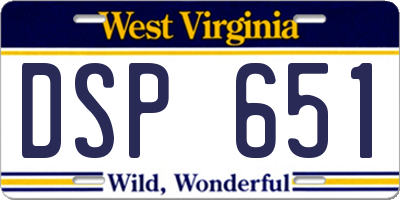 WV license plate DSP651