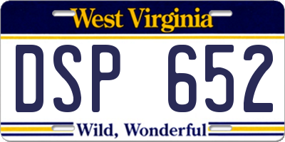 WV license plate DSP652
