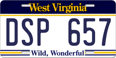 WV license plate DSP657