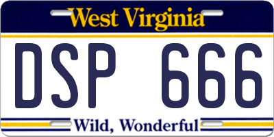 WV license plate DSP666